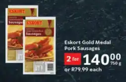Oxford Freshmarket Eskort Gold Medal Pork Sausages offer
