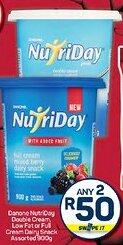 Pick n Pay Danone NutriDay Double Cream, Low Fat or Full Cream Dairy Snack Assorted offer
