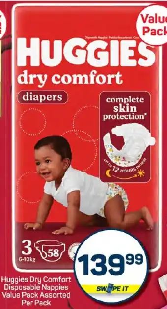 Pick n Pay Huggies Dry Comfort Disposable Nappies Value Pack Assorted offer