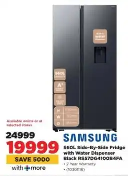 HiFi Corp SAMSUNG Side-By-Side Fridge with Water Dispenser Black RS57DG4100B4FA offer
