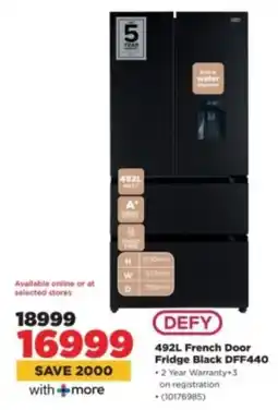 HiFi Corp DEFY French Door Fridge Black DFF440 offer