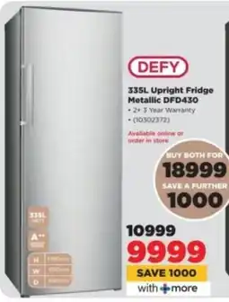 HiFi Corp DEFY Upright Fridge Metallic DFD430 offer
