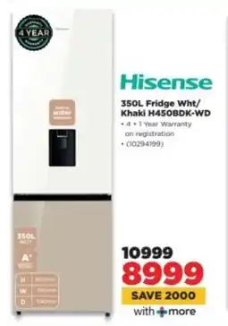 HiFi Corp Hisense Fridge Wht/ Khaki H450BDK-WD offer