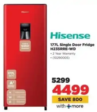 HiFi Corp Hisense Single Door Fridge H235RRE-WD offer