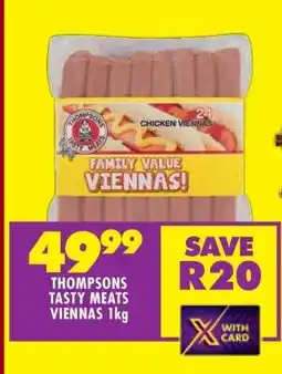 Shoprite THOMPSONS TASTY MEATS VIENNAS 1kg offer