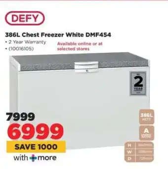 HiFi Corp DEFY 386L Chest Freezer White DMF454 offer