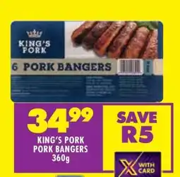 Shoprite KING’S PORK PORK BANGERS 360g offer