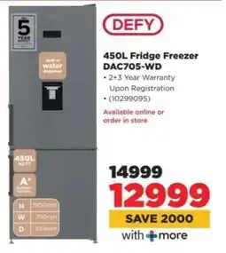 HiFi Corp DEFY 450L Fridge Freezer DAC705-WD offer