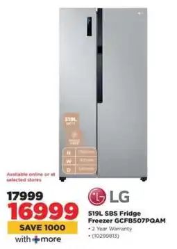 HiFi Corp LG 519L SBS Fridge Freezer GCFB507PQAM offer