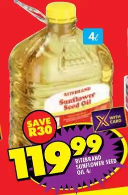 Shoprite Ritebrand Sunflower Seed Oil 4ℓ offer