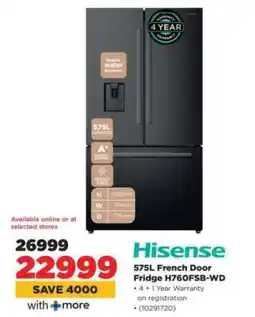 HiFi Corp Hisense 575L French Door Fridge H760FSB-WD offer