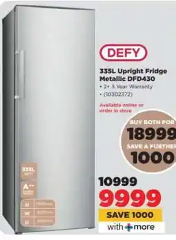 HiFi Corp DEFY 335L Upright Fridge Metallic DFD430 offer