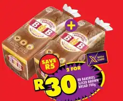 Shoprite BB Bakeries Sliced Brown Bread 700g offer