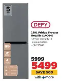 HiFi Corp DEFY 228L Fridge Freezer Metallic DAC447 offer