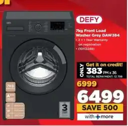 HiFi Corp DEFY 7kg Front Load Washer Grey DAW384 offer