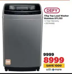 HiFi Corp Defy 17kg Top Load Washer Stainless DTL153 offer