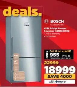 HiFi Corp Bosch 619L Fridge Freezer Stainless KGN86CI3OZ offer