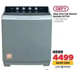 HiFi Corp Defy 15Kg Twin Tub Washer Metallic DTT151 offer