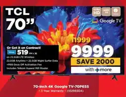 HiFi Corp TCL 70-inch 4K Google TV-70P655 offer