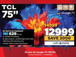 HiFi Corp TCL 75-Inch 4K Google TV-75P755 offer
