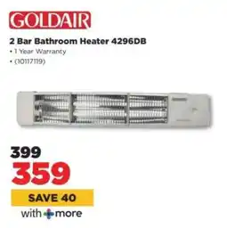 HiFi Corp Goldair 2 Bar Bathroom Heater 4296DB offer