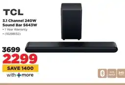 HiFi Corp TCL 3.1 Channel 240W Sound Bar S643W offer