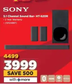HiFi Corp Sony 5.1 Channel Sound Bar- HT-S20R offer