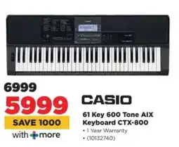 HiFi Corp CASIO 61 Key 600 Tone AIX Keyboard CTX-800 offer