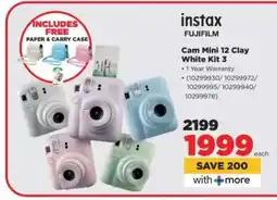 HiFi Corp instax FUJIFILM Cam Mini 12 Clay White Kit 3 offer