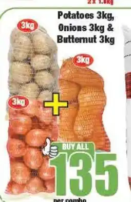Boxer Potatoes 3kg, Onions 3kg & Butternut 3kg offer
