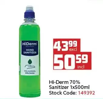 Africa Cash and Carry Hi-Derm 70% Sanitizer 500ml offer