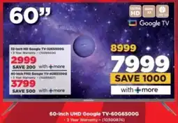 HiFi Corp SKYWORTH 60-inch UHD Google TV-60G6500G offer