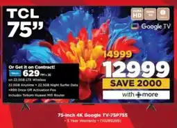 HiFi Corp TCL 75-inch 4K Google TV-75P755 offer