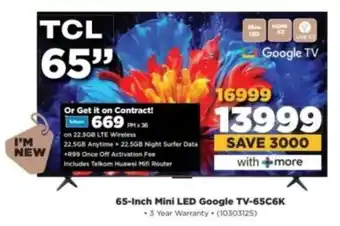 HiFi Corp TCL 65-Inch Mini LED Google TV-65C6K offer