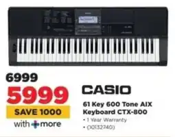HiFi Corp CASIO 61 Key 600 Tone AIX Keyboard CTX-800 offer