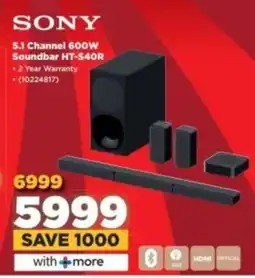 HiFi Corp SONY 5.1 Channel 600W Soundbar HT-540R offer