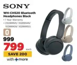 HiFi Corp SONY WH-CH520 Bluetooth Headphones Black offer
