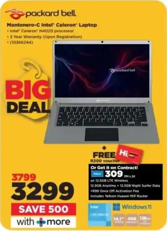 HiFi Corp Packard Bell Montenero-C Intel Celeron Laptop offer
