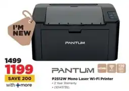 HiFi Corp PANTUM P2512W Mono Laser Wi-Fi Printer offer