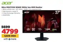 HiFi Corp Acer Nitro MG27X5Q WQHD 180Hz 1ms HDR Monitor offer