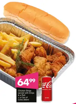 Save Hyper Chicken Strips served with Chips & a Roll + a Can of Coke offer