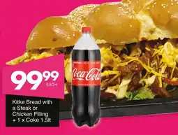 Save Hyper Kitke Bread with a Steak or Chicken Filling + Coke offer