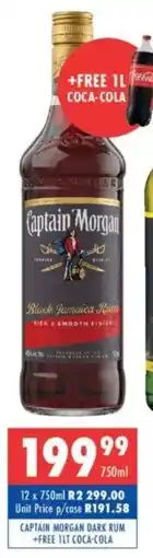 Ultra Liquors Captain morgan dark rum + free Coca-cola offer