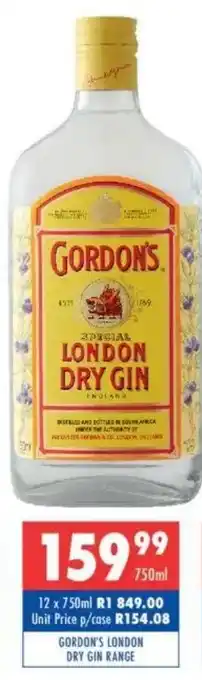 Ultra Liquors Gordon's london dry gin range offer