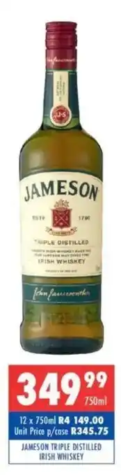 Ultra Liquors Jameson triple distilled irish whiskey offer