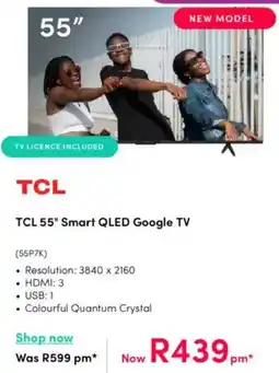 Teljoy TCL 55" Smart QLED Google TV offer