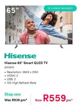 Teljoy Hisense 65" Smart QLED TV offer
