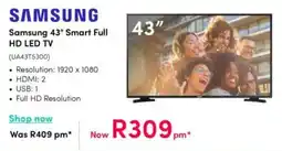 Teljoy Samsung 43" Smart Full HD LED TV offer