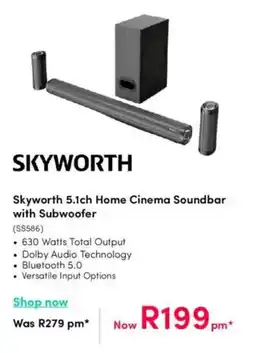 Teljoy Skyworth 5.1ch Home Cinema Soundbar with Subwoofer offer