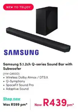 Teljoy Samsung 5.1.2ch Q-series Sound Bar with Subwoofer offer